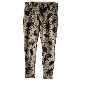 Bleulab Reversible Skinny Jeans‎ Floral Beige Black Print Size 28 Y2K Statement
